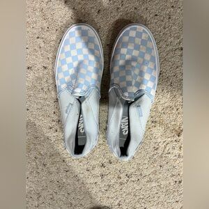 Women’s white light blue checkered Vans 8.5